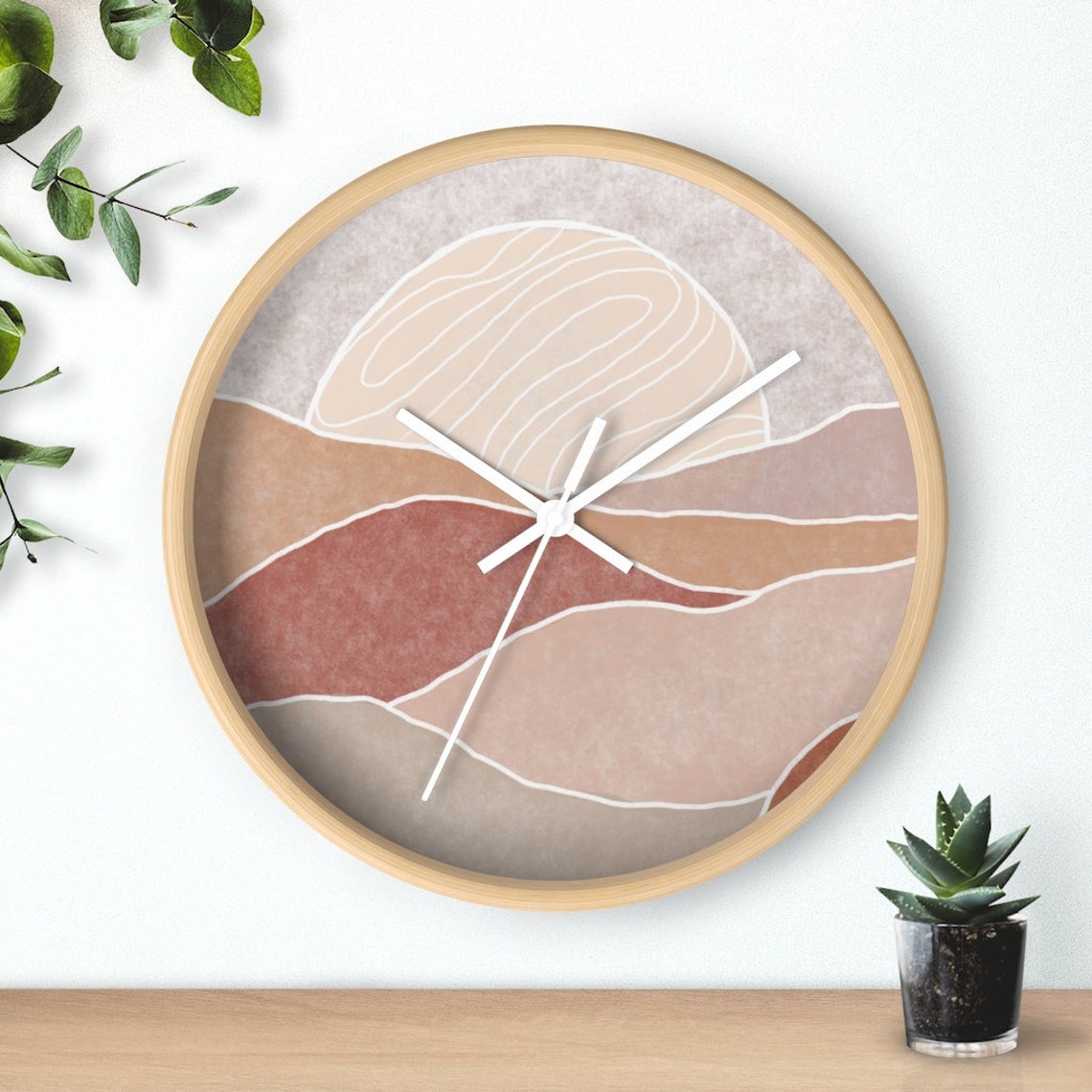 Boho Wall Clock Bohemian Wall Clock Retro Sunset Boho Summer Etsy
