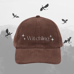 Throne of glass hat Witchling TOG Vintage Corduroy Embroidery Cap SJM LICENSED merch Manon Blackbeak and Dorian Abraxos The Thirteen gift