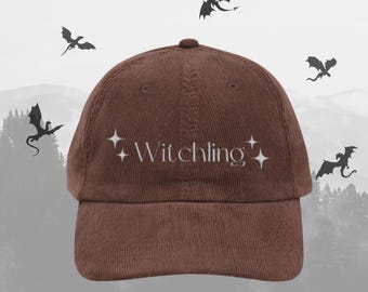 Throne of glass hat Witchling TOG Vintage Corduroy Embroidery Cap SJM LICENSED merch Manon Blackbeak and Dorian Abraxos The Thirteen gift