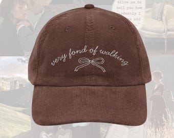Very Fond of Walking hat Vintage bookish Embroidery Cap Pride & Prejudice Jane Austen merch book club lover reading librarian gift for her