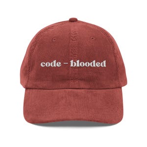 Code-Blooded Geschenk-Hut, Bestickte Programmierer-Cord-Kappe, Debug-Deploy-Repeat-Dev-Vibes, Software-Ingenieur-Hut Bild 5