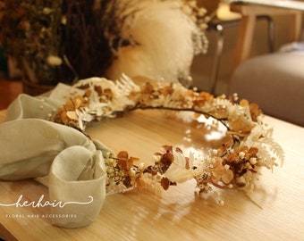 Myrna Boho Flower Crown, Dry Flower Crown Bride, Bridal Flower Crown, Flower girl Wreath, Bohemian Hair Crown, dried flower crown