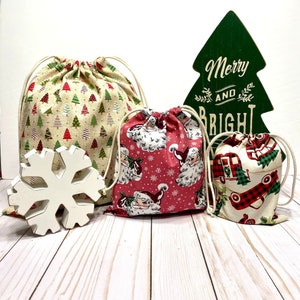 Reusable Gift Bag | Christmas Gift Bag | Fabric Gift Bag | Holiday Gift Bag | Drawstring Gift Sack | Eco-Friendly Wrapping | Fabric Bag