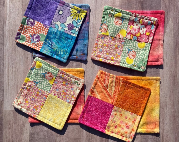 Vintage Fabric Mug Rug Vintage Fabric Coaster Quilted Mug Rug Mug Rug