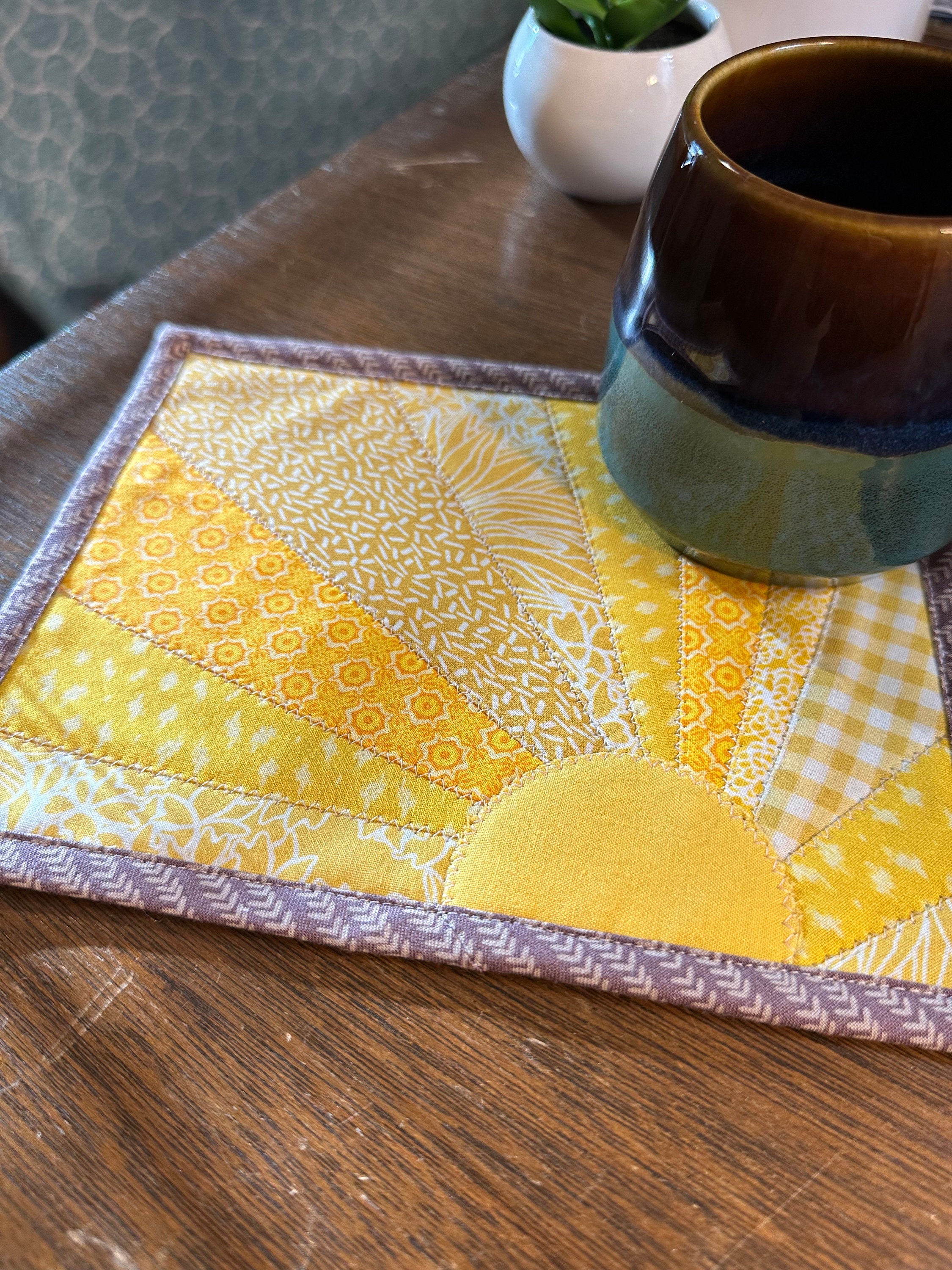 Mug Rug Plant Mat Mug Mat Snack Mat Mug Rug Quilted Coffee Mug Rug