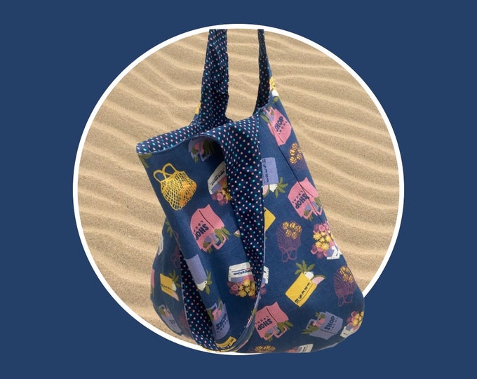 Reusable Grocery Bag | Reversible Tote Bag | Canvas Tote Bag | Farmers Market Bag | Eco-Friendly | Gift for Her | Hobo Tote Bag | Handmade