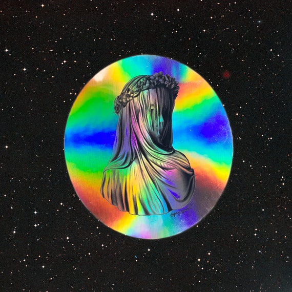 Holographic Waterproof Vinyl Sticker Historical Art Illustration - Stocking Stuffers