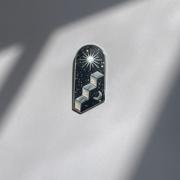 Limited Edition Surrealist Space Portal Glitter Enamel Lapel Pin - Stocking Stuffer’s