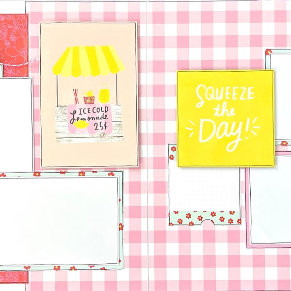Squeeze the Day 12x12 Scrapbook Page Kit Summer Simple Stories 2-Page Scrapbooking Layout Lemonade DIY Page Kit