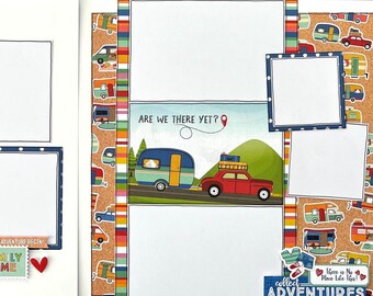 Are We There Yet? 12x12 Scrapbook Page Kit Camping Travel Vacation Layout 2 Page Scrapbook Family Road Trip Layout Scrapbooking