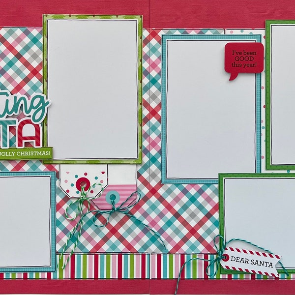 Visiting Santa 12x12 Scrapbook Page Kit Doodlebug Christmas Holiday Layout Family 2 Page Scrapbook Layout