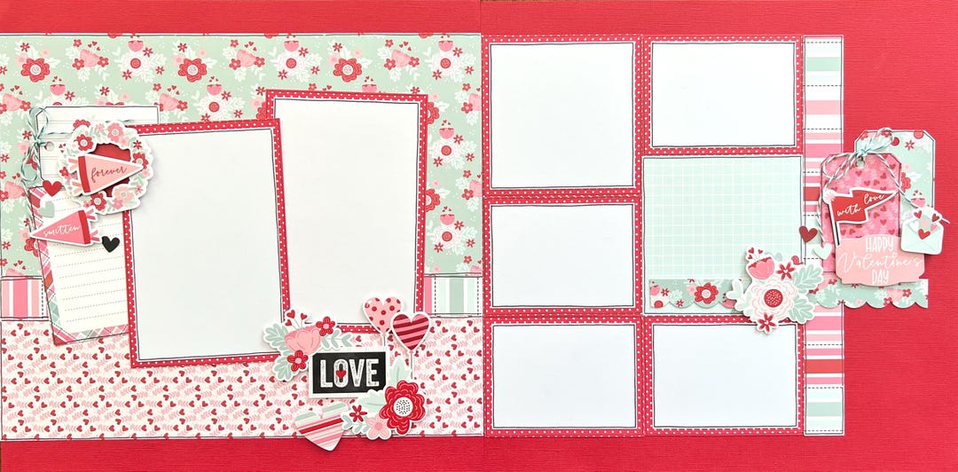 Love - Happy Valentine's Day 12x12 Scrapbook Page Kit - Etsy