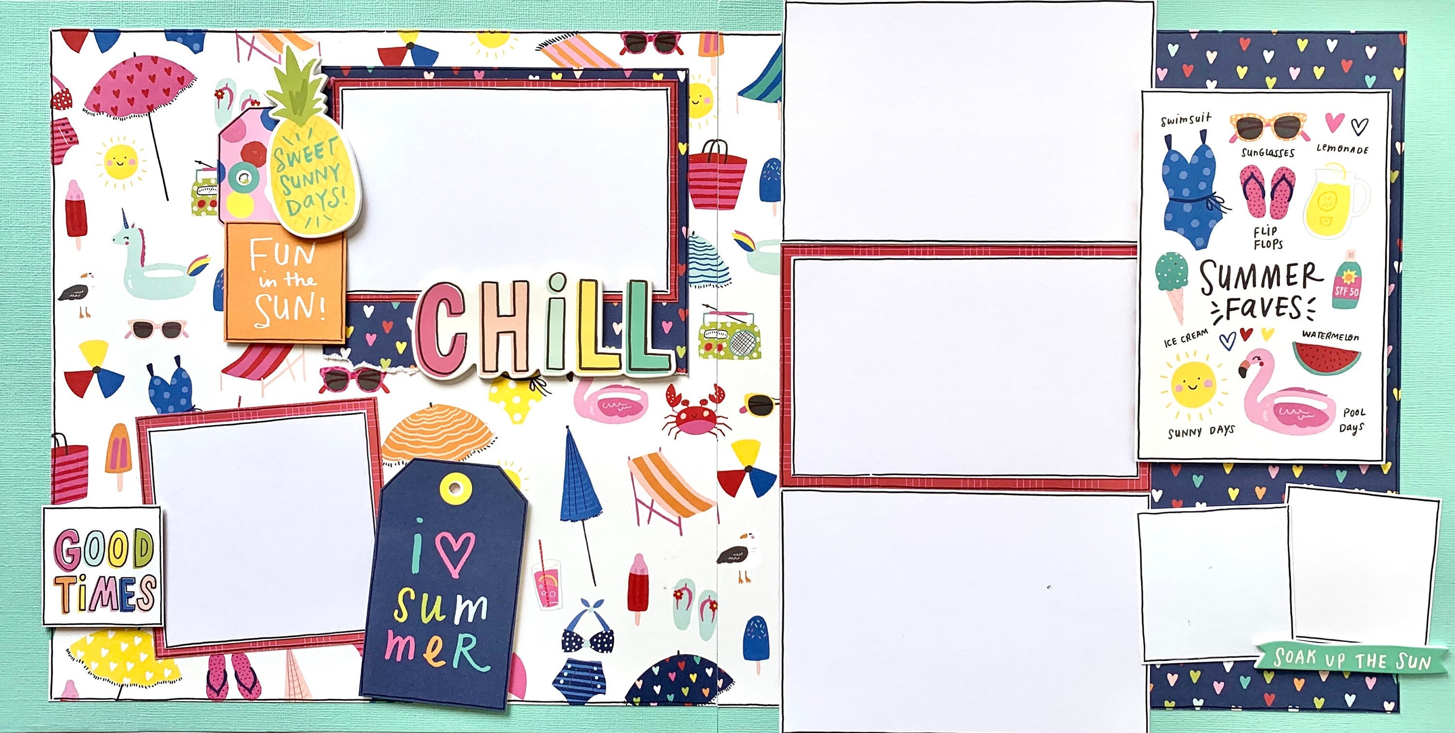 Sunny Days 12x12 Scrapbook Page Kit Summer 2-Page Scrapbooking Layout ...