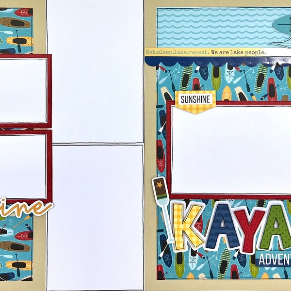 Kayaking 12x12 Scrapbook Layout Page Kit