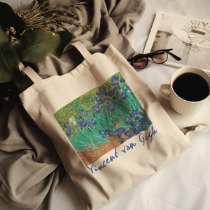Van Gogh Tote Bag | &quot;Irises&quot; | Cotton Canvas Shopping Bag