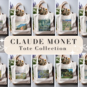 Monet Painting Canvas Tote Bag | Artist Floral Shopping Bag | 12 Paintings to Choose From