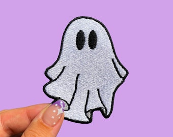 Cute Ghost Iron-On Patch, Embroidered Patch, Ghost Patch, Spooky Accessories, Ghost Accessories, Halloween Patch