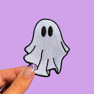 Halloween Ghost Chenille Patch Self Adhesive Fall Patch Pink Pumpkin,  Friendly Ghost, Chenille Gold Glitter Nylon Pouches 