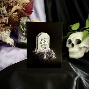 Carte Je pourrirais en enfer avec vous, carte de Saint-Valentin, carte gothique, carte de Saint-Valentin alternative