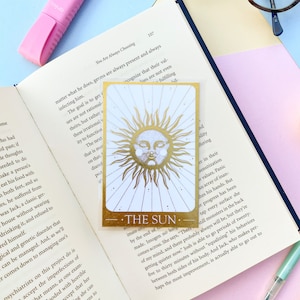 The Sun Tarot Bookmark, Tarot Bookmark, Gold Foil, Foil Tarot Card, Celestial Art, The Sun Card, Foil Bookmarks