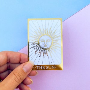 The Sun Tarot Sticker, Tarot Sticker, Gold Foil Sticker, Celestial Art, Waterproof Stickers, Laptop Sticker, Sun Stickers