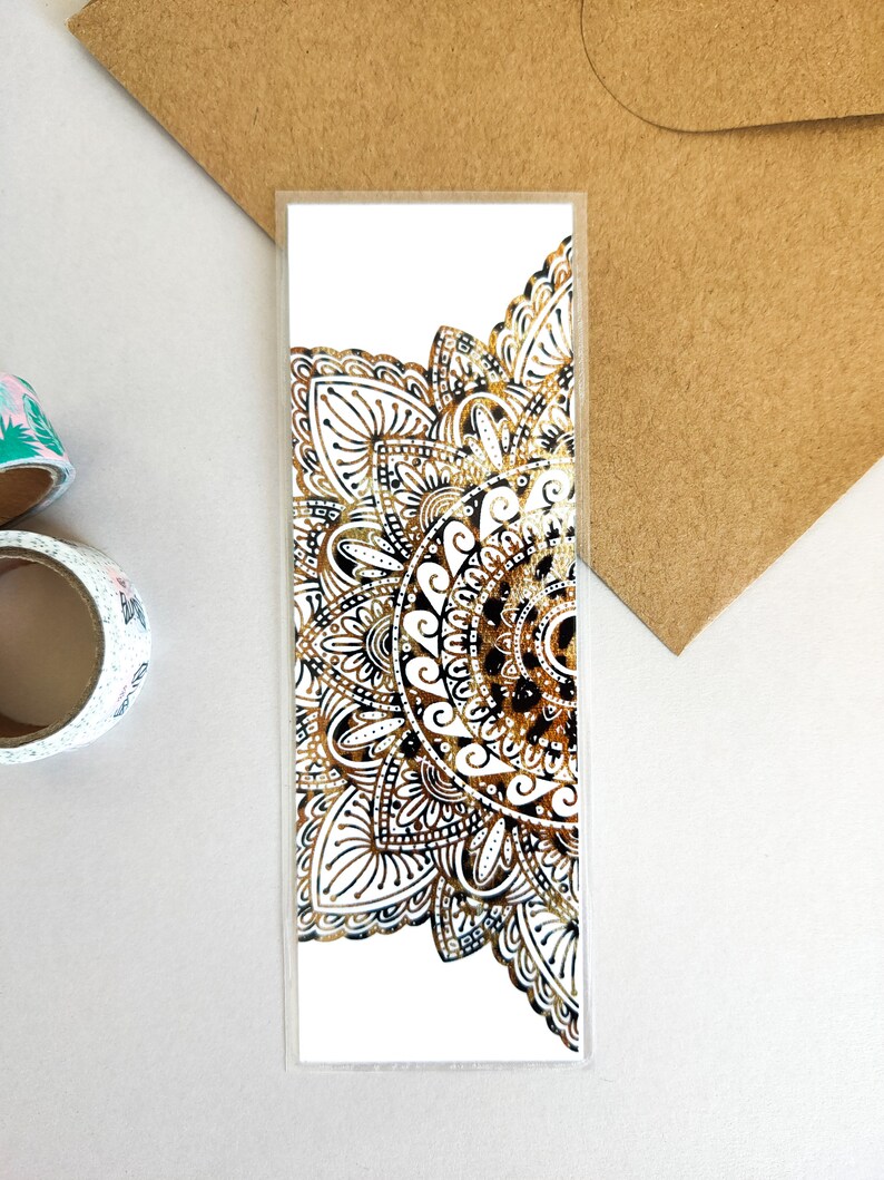 mandala bookmark mandala foil print gold foil bookmark etsy