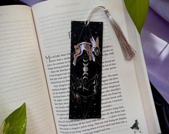 Rabbit Moon Phase Bookmark, Celestial Bookmark, Foil Bookmark, Gothic Bookmark, Year of The Rabbit, Celestial Art, Gifts for Readers