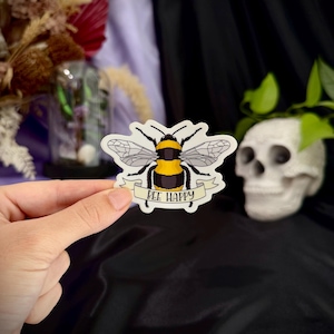 Bumblebee Sticker, Bee Happy, Cute Bee Sticker, Save The Bees, Waterproof Bee Sticker, Laptop Sticker, Honey Bee Sticker, Vinyl Sticker