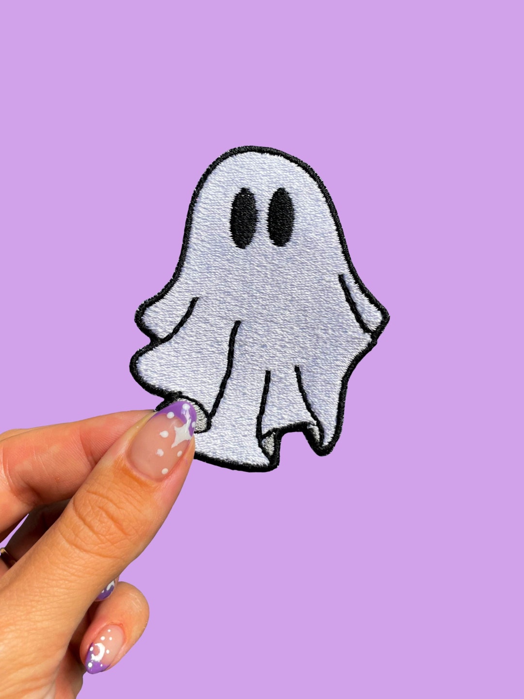 Cute Ghost Ironon Patch, Embroidered Patch, Ghost Patch, Spooky