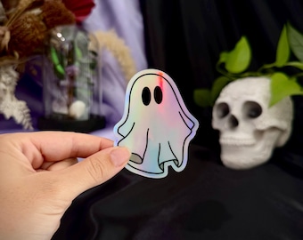 Holo Ghost Vinyl Sticker, Halloween Spooky Cute Die Cut