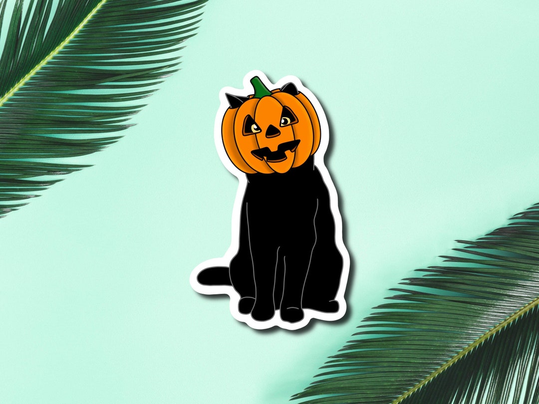 Pumpkin Cat Sticker Black Cat Sticker Cute Cat Sticker Cute - Etsy