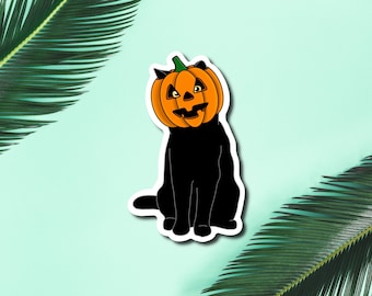 Pumpkin Cat Sticker, Black Cat Sticker, Cute Cat Sticker, Cute Pumpkin, Halloween Stickers, Laptop Stickers, Waterproof Stickers, Cat Lover