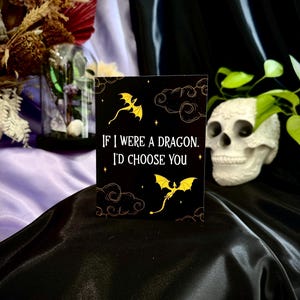 Wenn ich ein Drache wäre, würde ich dich wählen Karte, Bücherwurm Valentinstagskarte, Drachenkarte, Drachen-Valentinstagskarte