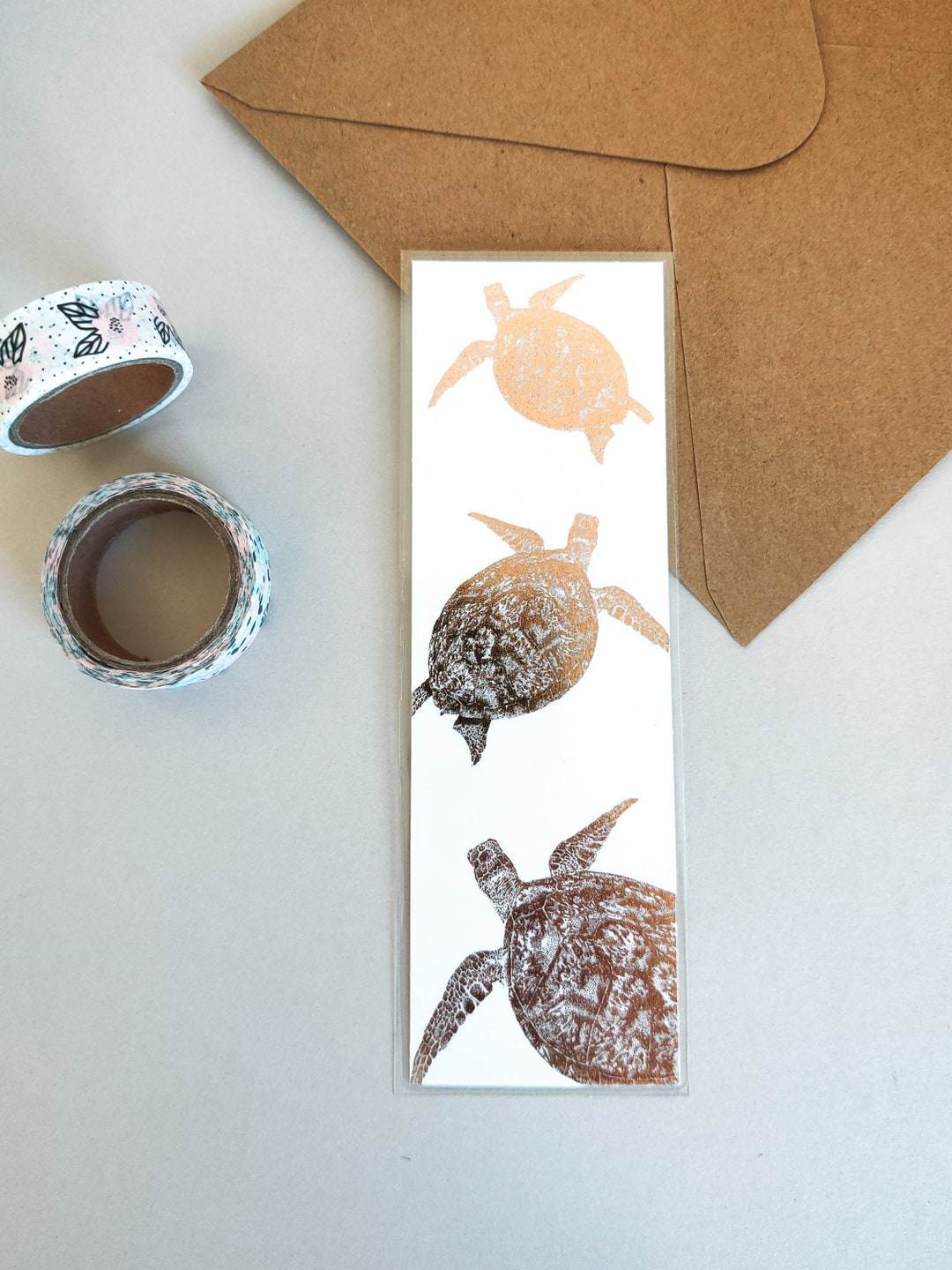 Turtle Bookmark, Turtle Foil Print, Gold Foil Bookmark, Bookworm, Gifts ...