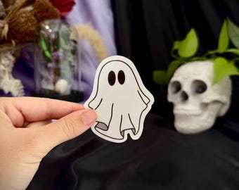 Cute Ghost Vinyl Sticker, Spooky Die Cut Halloween Decal