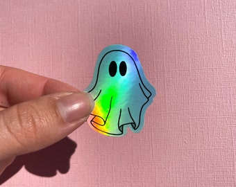 Holo Ghost Sticker, Halloween Ghost, Holographic Sticker, Mini Ghost Sticker, Vinyl Sticker, Laptop Stickers,  Cute Stickers