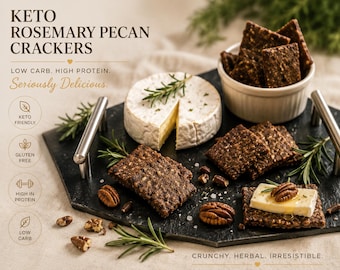 Keto Rosemary Pecan Crackers | Low Carb | Sugar Free | 1.5g Net Carbs | Diabetic Friendly