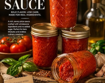 Keto Pizza Sauce – 1g Net Carb per Tbsp – Sugar-Free, Low Carb, Diabetic Friendly – 8oz Bottle – Pairs with Keto Pizza Crust