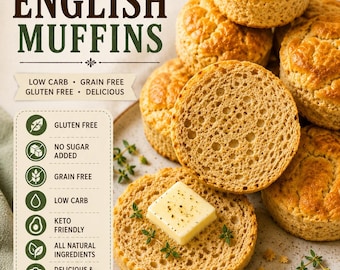Keto English Muffins | Low Carb Breakfast Bread | Sugar-Free | 3g Net Carbs Per Muffin | Diabetic Friendly | Gluten Free