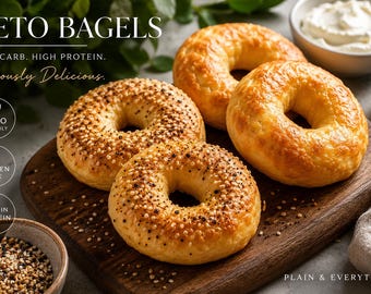 Keto Plain & Everything Bagels | Low Carb Breakfast | Only 4g Net Carbs | Gluten Free | Fresh Baked