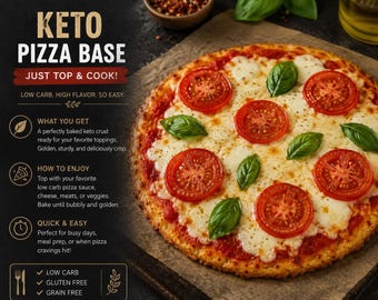 Keto Pizza Crust | 11-Inch Fresh Baked Low Carb Pizza Base | Gluten Free | Only 2g Net Carbs Per Slice