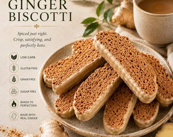 Keto Gingerbread Biscotti with Sugar-Free White Chocolate | Low Carb, Gluten Free, Diabetic Friendly, 2.2g Net Carbs