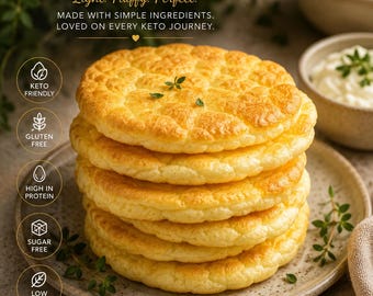 Keto cloud bread, low carb, sugar free, grain free, oopsie bread, oopsie rolls, 0g net carbs. 8 pack