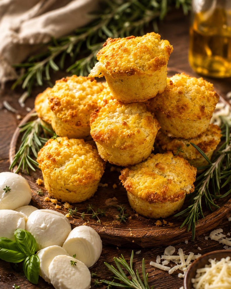 Keto Cheesy Garlic Herb Bread Muffins | 4.3g Net Carbs | 6-Pack | Gluten Free | Diabetic Friendly image 4