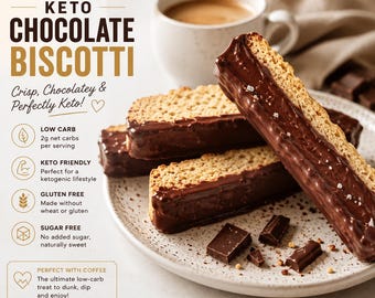Biscotti au chocolat noir et aux amandes Keto, 2,2 g de glucides nets, sans sucre, faible en glucides, adapté aux diabétiques, gâterie de Pâques, sans gluten, sans céréales.