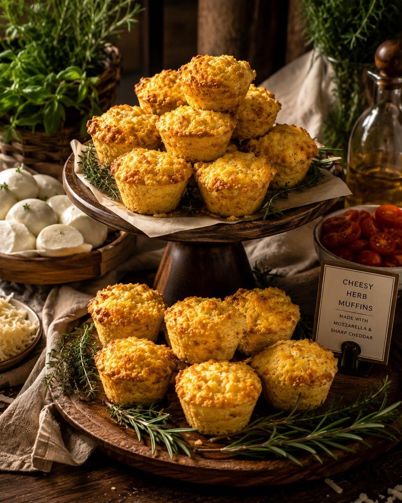 Keto Cheesy Garlic Herb Bread Muffins | 4.3g Net Carbs | 6-Pack | Gluten Free | Diabetic Friendly image 8