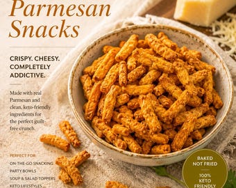 Keto Parmesan Cheese Snacks | Crunchy, Low Carb, Grain Free, Diabetic Friendly, 4g Net Carbs per 1/4 Cup