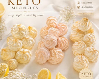 Biscoitos de merengue cetogênicos, 0,1g de carboidratos líquidos, 12 biscoitos. Sem açúcar, baixo teor de carboidratos, adequado para diabéticos, sem glúten. Uma sobremesa perfeita