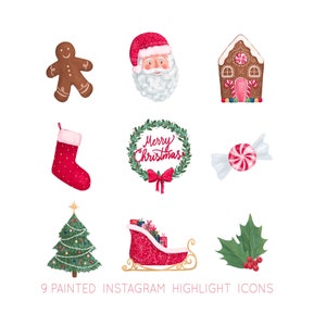 Classic Christmas Instagram Story Covers, Christmas Highlight Covers, Social media Icons, Traditional Christmas Icons, Social media branding