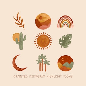 Instagram Story Highlight, Boho Highlight Covers, Desert Boho Summer Instagram Icons, Social Media Branding, Story Covers, Instagram Icons